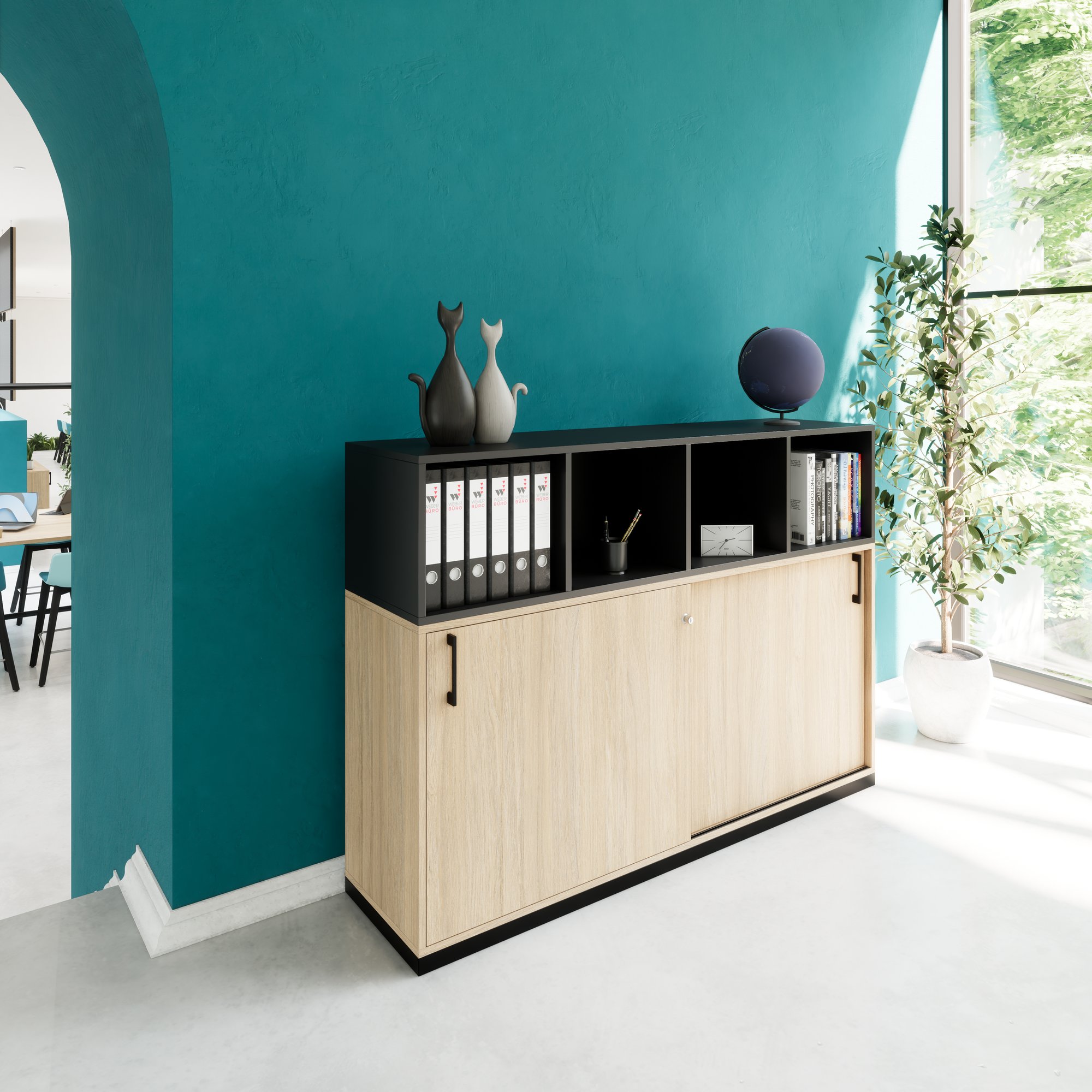 CHOICE Set di armadietti | 3oh, 1600 x 1130 mm, quercia ambra - 2 Main Image