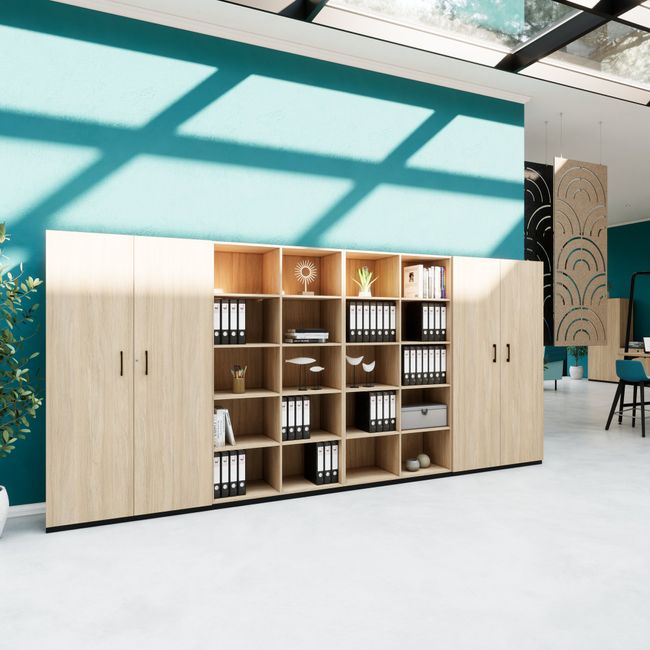 CHOICE Schrankwand | 5OH, 4000 x 1820 mm, Bernsteineiche