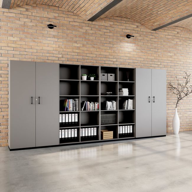 CHOICE Schrankwand | 5OH, 4000 x 1820 mm, Cubanitgrau