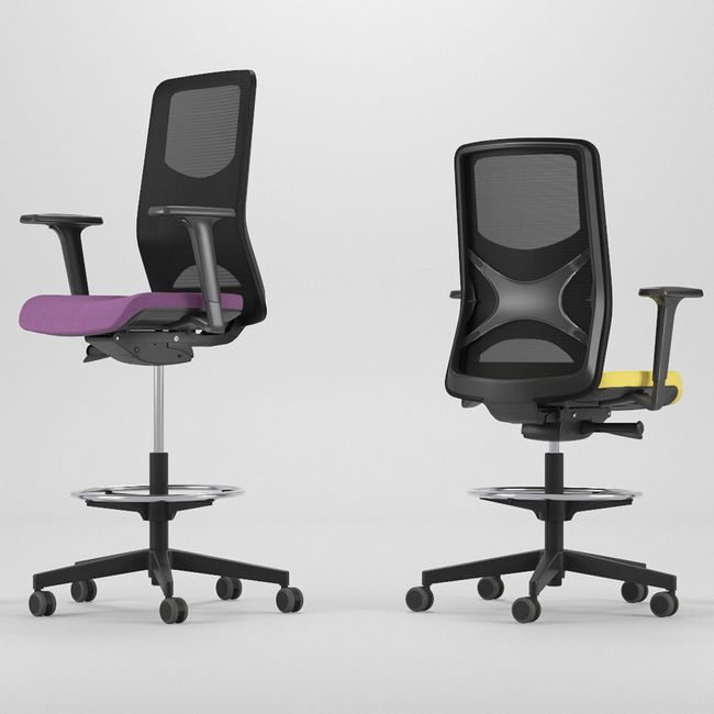 WIND Counterstuhl rollbar | Fußstütze, Vollpolster, hohe Rückenlehne