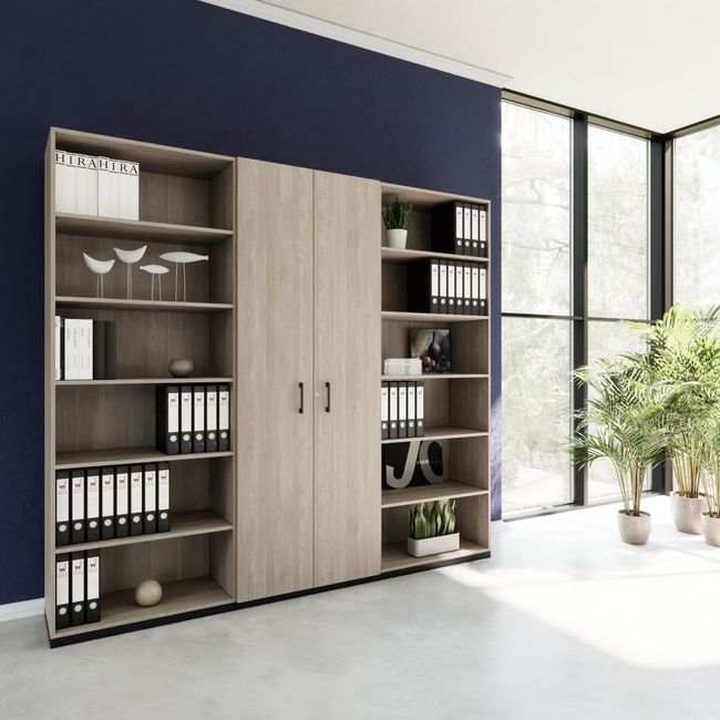 CHOICE Schrankwand | 6OH, 2400 x 2170 mm, Nordeiche grau