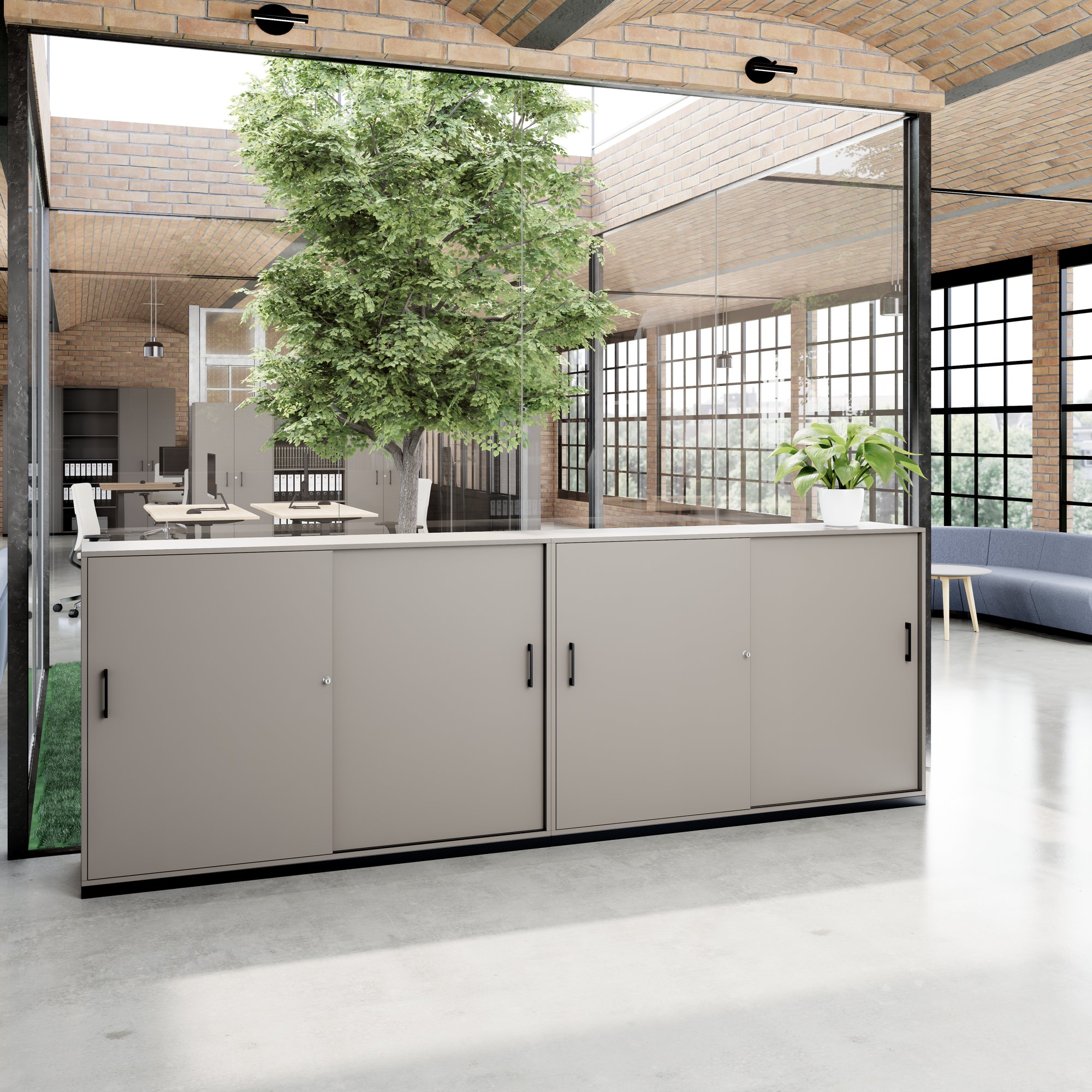 CHOICE Set di armadietti | 3OH, 3200 x 1115 mm, grigio cubanite - 2 Main Image