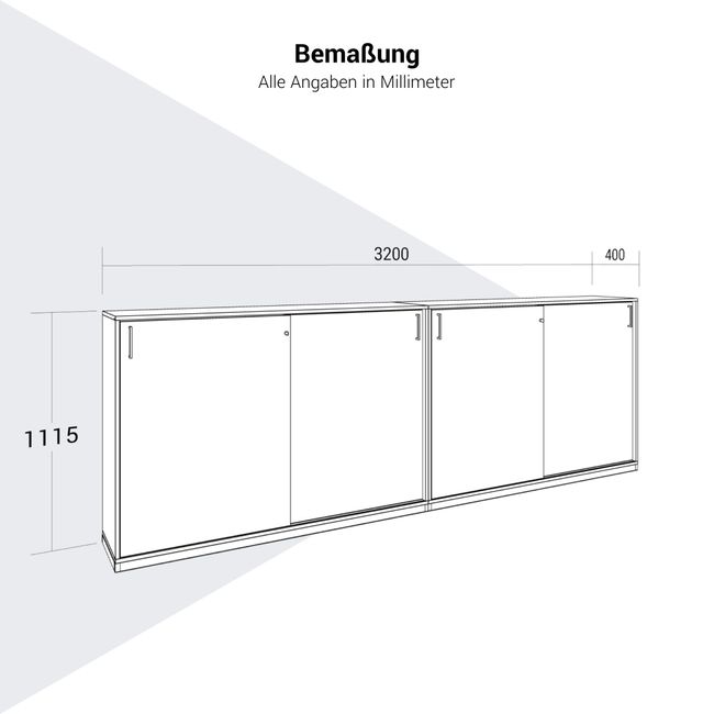 CHOICE Schrankset | 3OH, 3200 x 1115 mm, Cubanitgrau