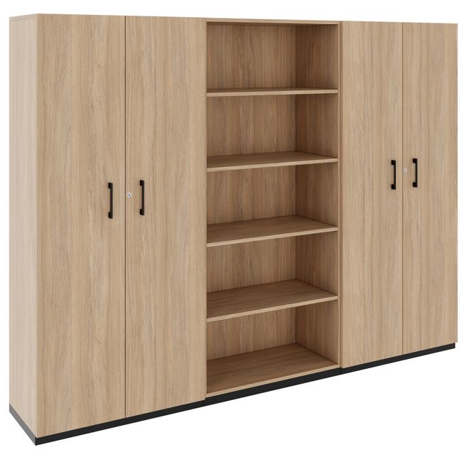 CHOICE Schrankwand | 5OH, 2400 x 1820 mm, Bernsteineiche