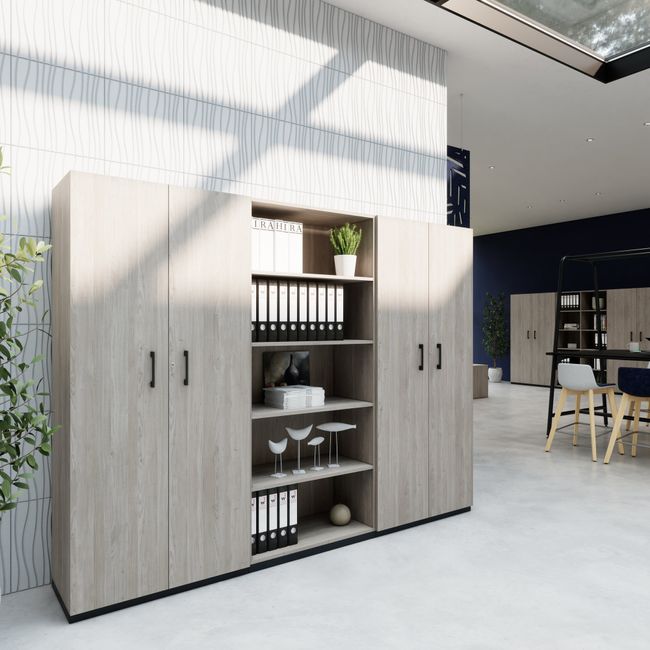 CHOICE Schrankwand | 5OH, 2400 x 1820 mm, Nordeiche grau