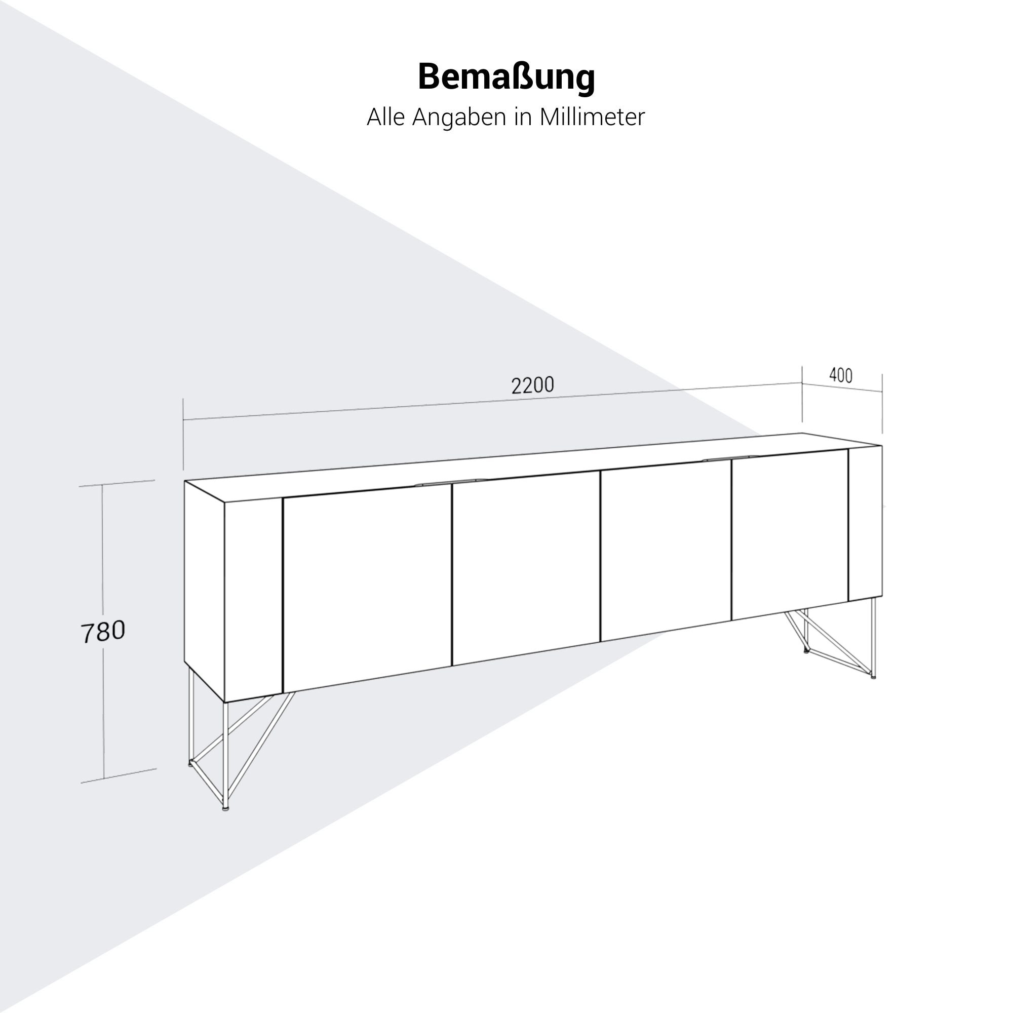 AIR EXECUTIVE Sideboard | 2200 x 780 mm, Echtholzfurnier - 17 Main Image
