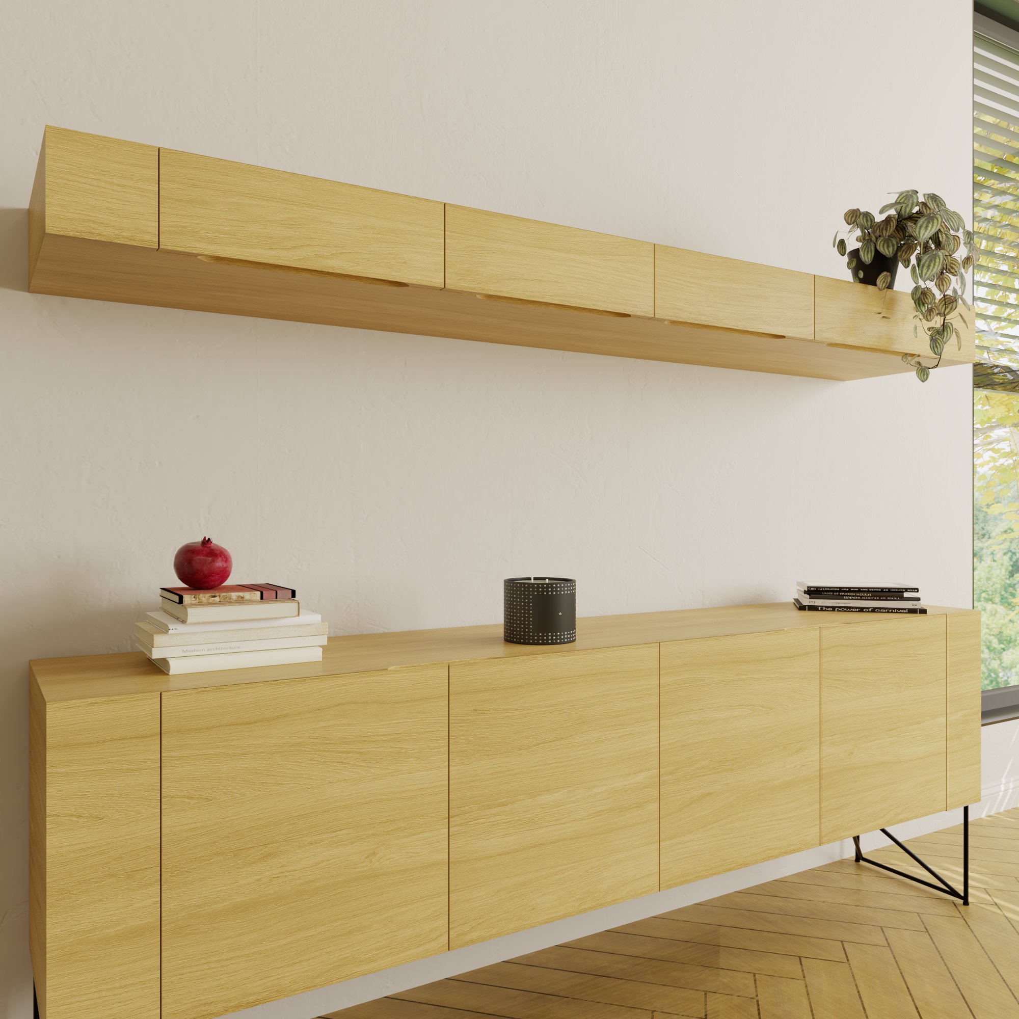 AIR EXECUTIVE Wandregal | 2200 x 150 mm, Echtholzfurnier - 5 Main Image