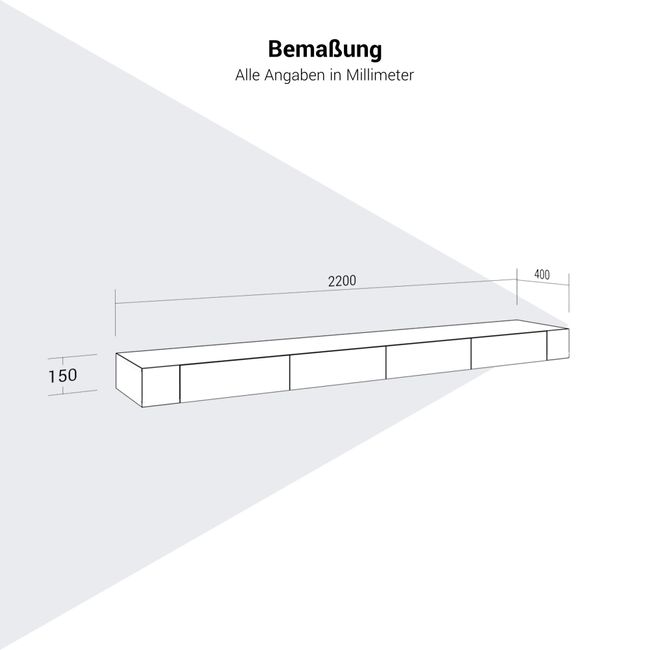 AIR EXECUTIVE Wandregal | 2200 x 150 mm, Echtholzfurnier