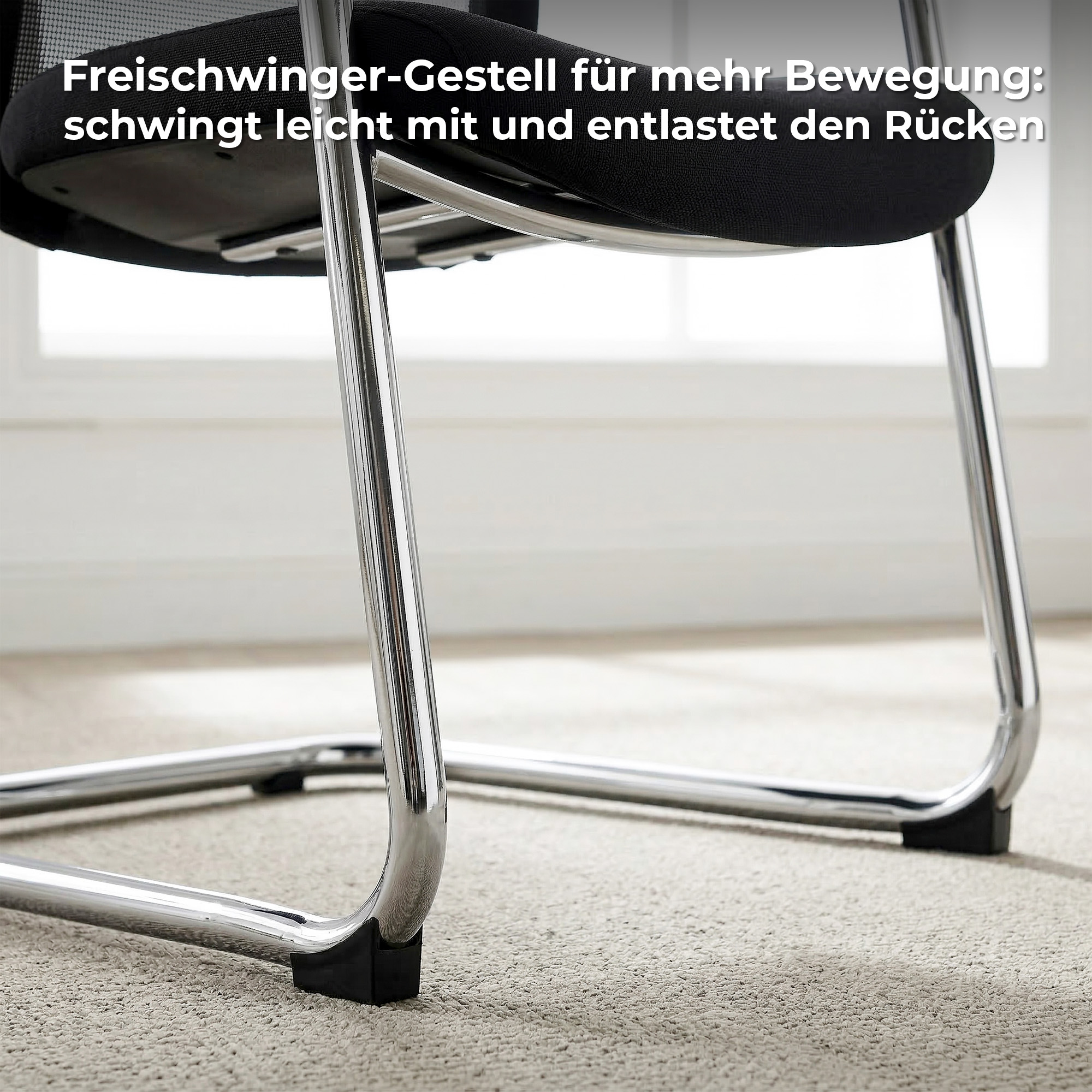 KYRA Cantilever Chair | Fixed Armrests, Black - 8 Main Image