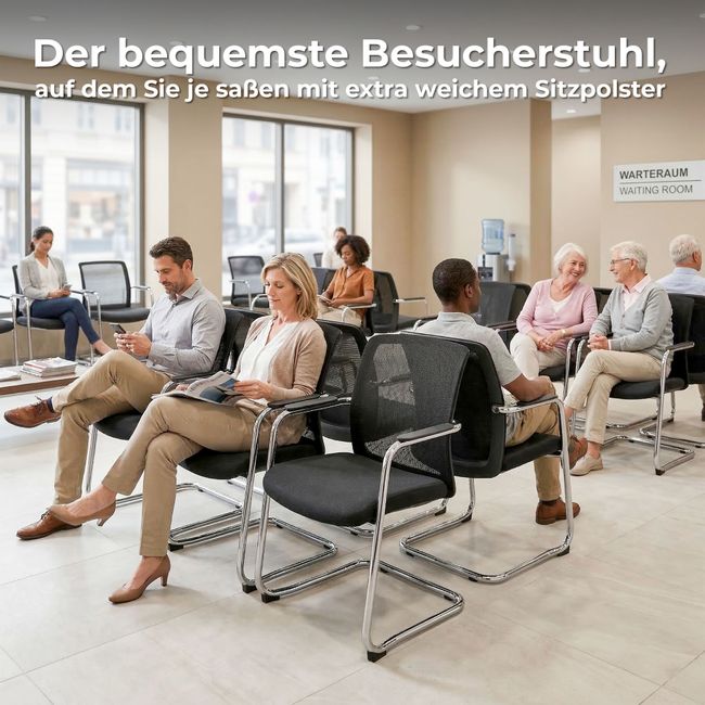 KYRA Freischwinger | Feste Armlehnen, Schwarz