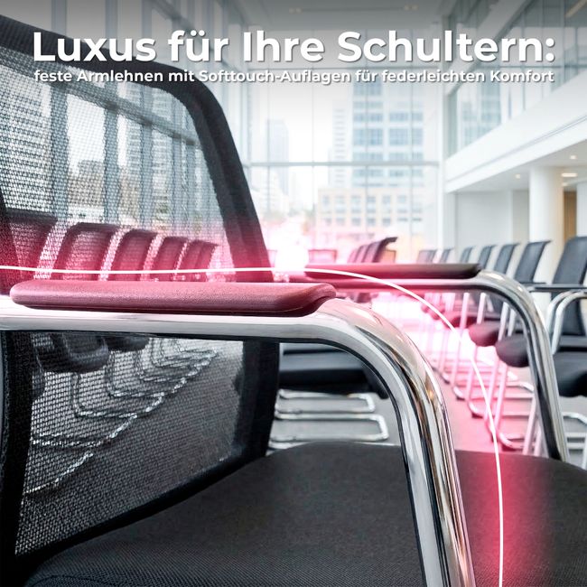 KYRA Freischwinger | Feste Armlehnen, Schwarz