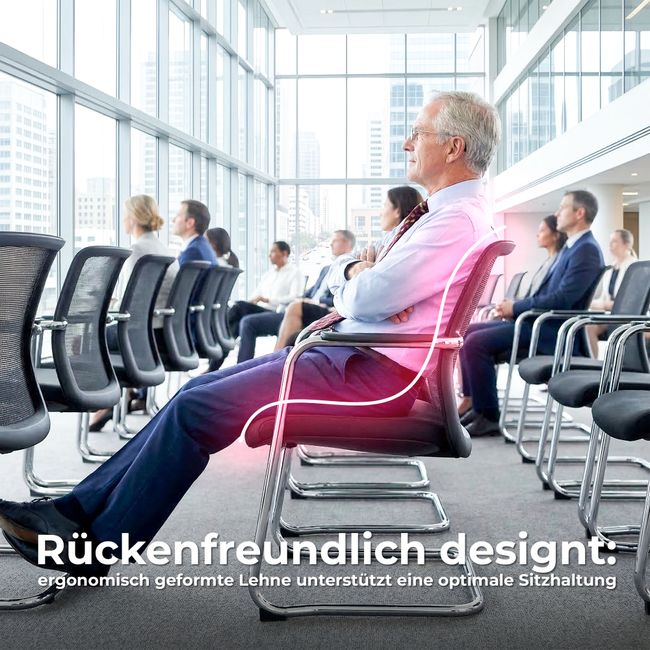 KYRA Freischwinger | Feste Armlehnen, Schwarz