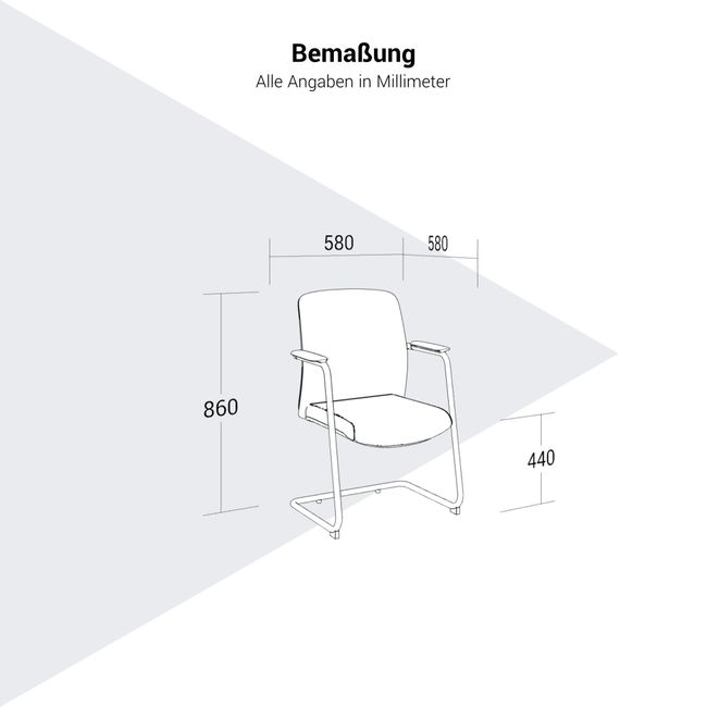 KYRA Freischwinger | Feste Armlehnen, Schwarz