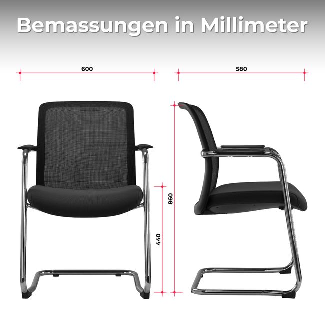 KYRA Freischwinger |   Feste Armlehnen, Grau