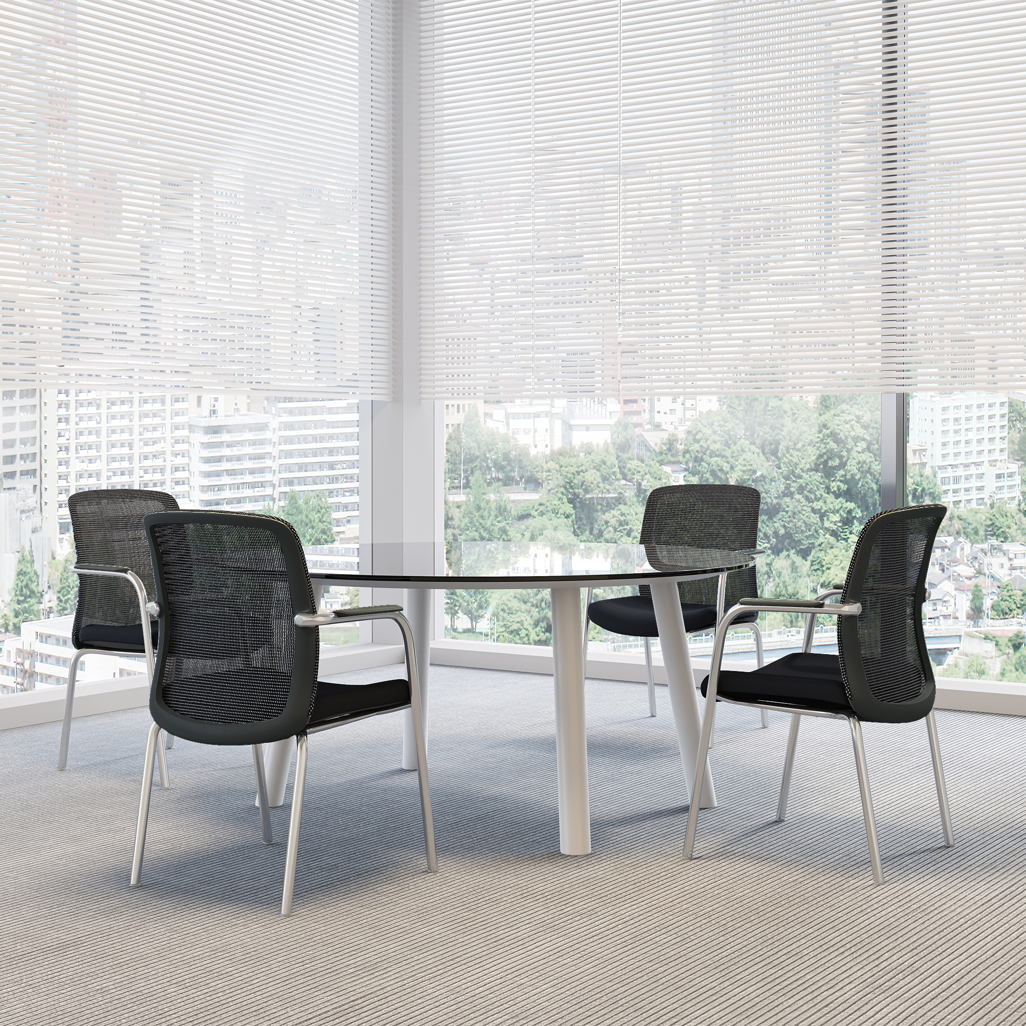 KYRA Besucherstuhl | Feste Armlehnen, Schwarz - 2 Main Image