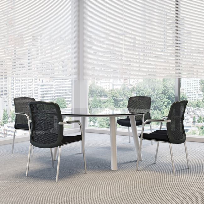 KYRA Besucherstuhl | Feste Armlehnen, Schwarz