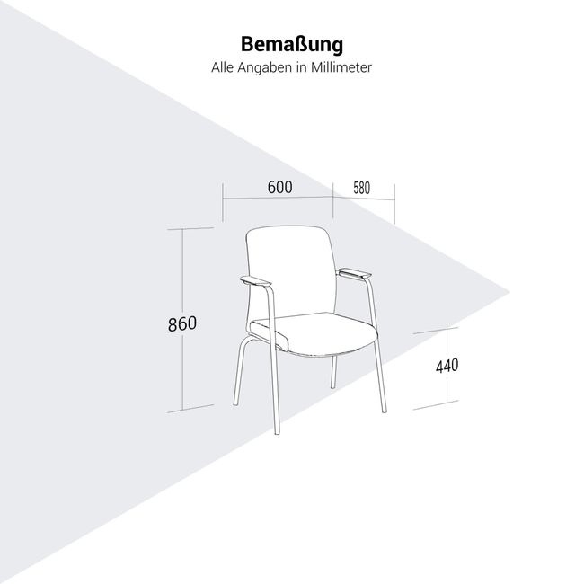KYRA Besucherstuhl | Feste Armlehnen, Schwarz