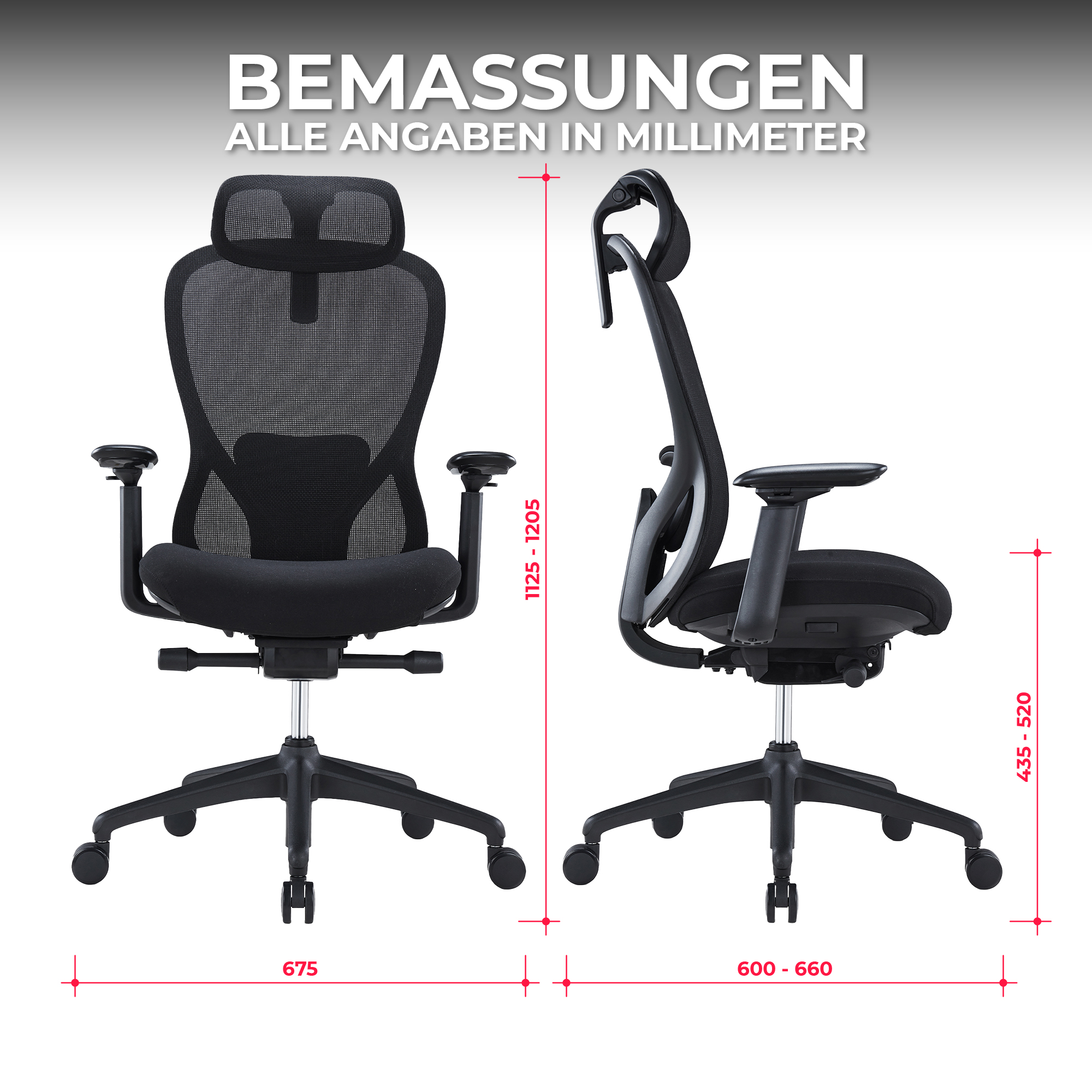 ACTIVE PRO Bürodrehstuhl | Synchronmechanik, 4D-Armlehnen, Grau - 19 Main Image