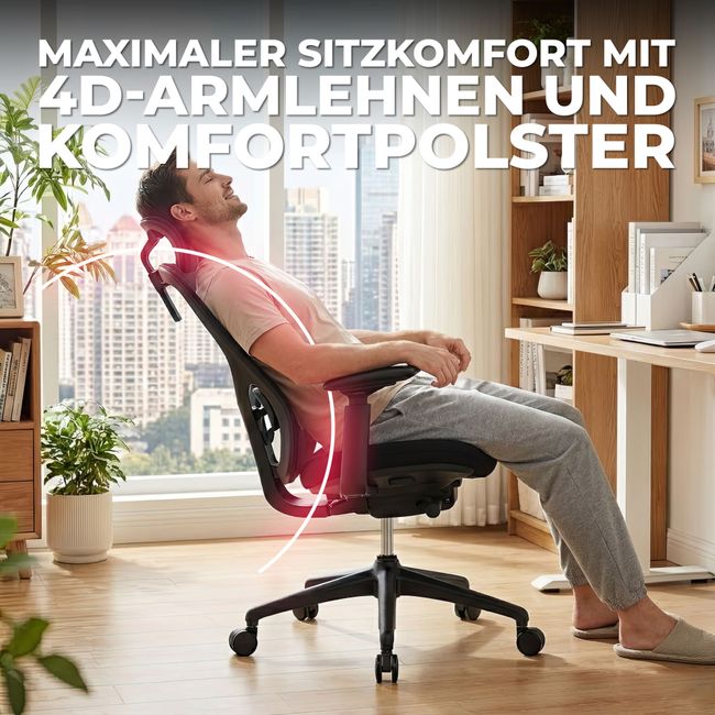 ACTIVE PRO Bürodrehstuhl | Synchronmechanik, 4D-Armlehnen, Grau