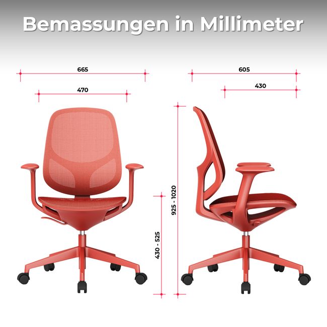 BREATHE Bürodrehstuhl | Feste Armlehnen, 5-Stern-Fußkreuz, Grau