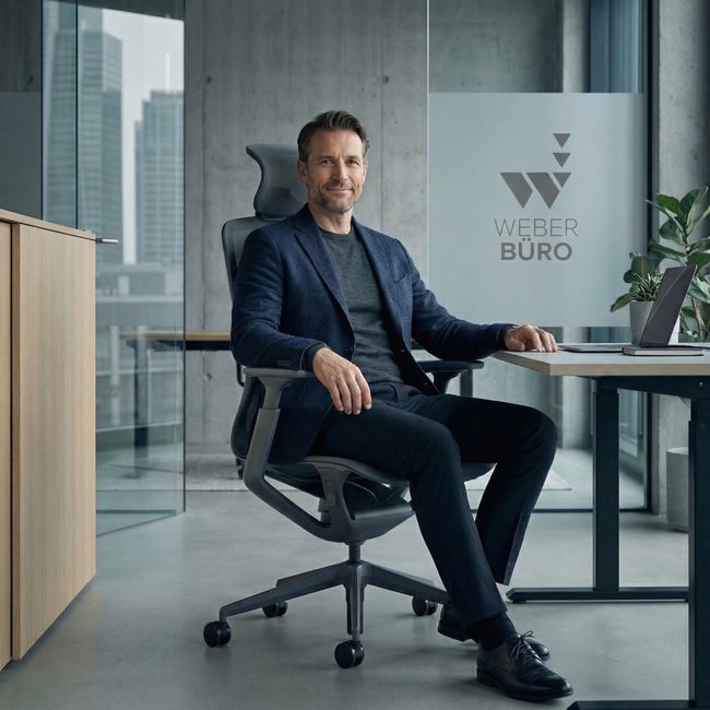 BLOOM Bürodrehstuhl | 3D-Armlehnen, Kopfstütze, Grau