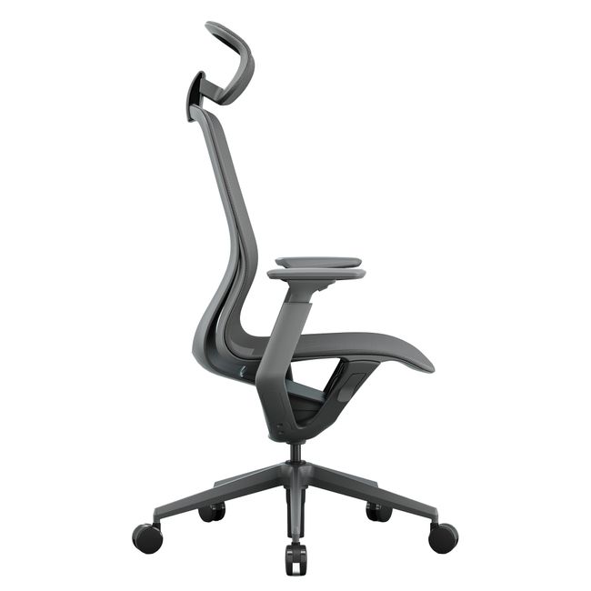 BLOOM Bürodrehstuhl | 3D-Armlehnen, Kopfstütze, Grau