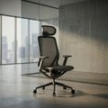BLOOM Bürodrehstuhl | 3D-Armlehnen, Kopfstütze, Grau