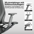 BLOOM Bürodrehstuhl | 3D-Armlehnen, Kopfstütze, Grau