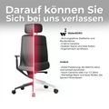 BLOOM Bürodrehstuhl | 3D-Armlehnen, Kopfstütze, Grau