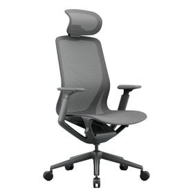 BLOOM Bürodrehstuhl | 3D-Armlehnen, Kopfstütze, Grau