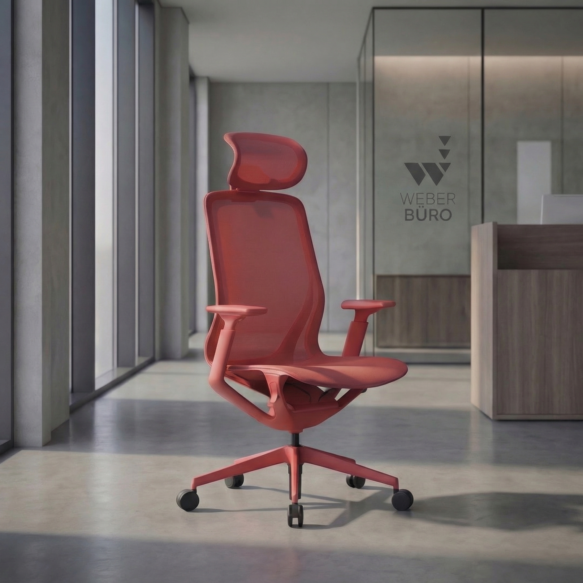 Chaise pivotante Bloom Office | Accoudoirs 3D, appui-tête, corail - 7 Main Image