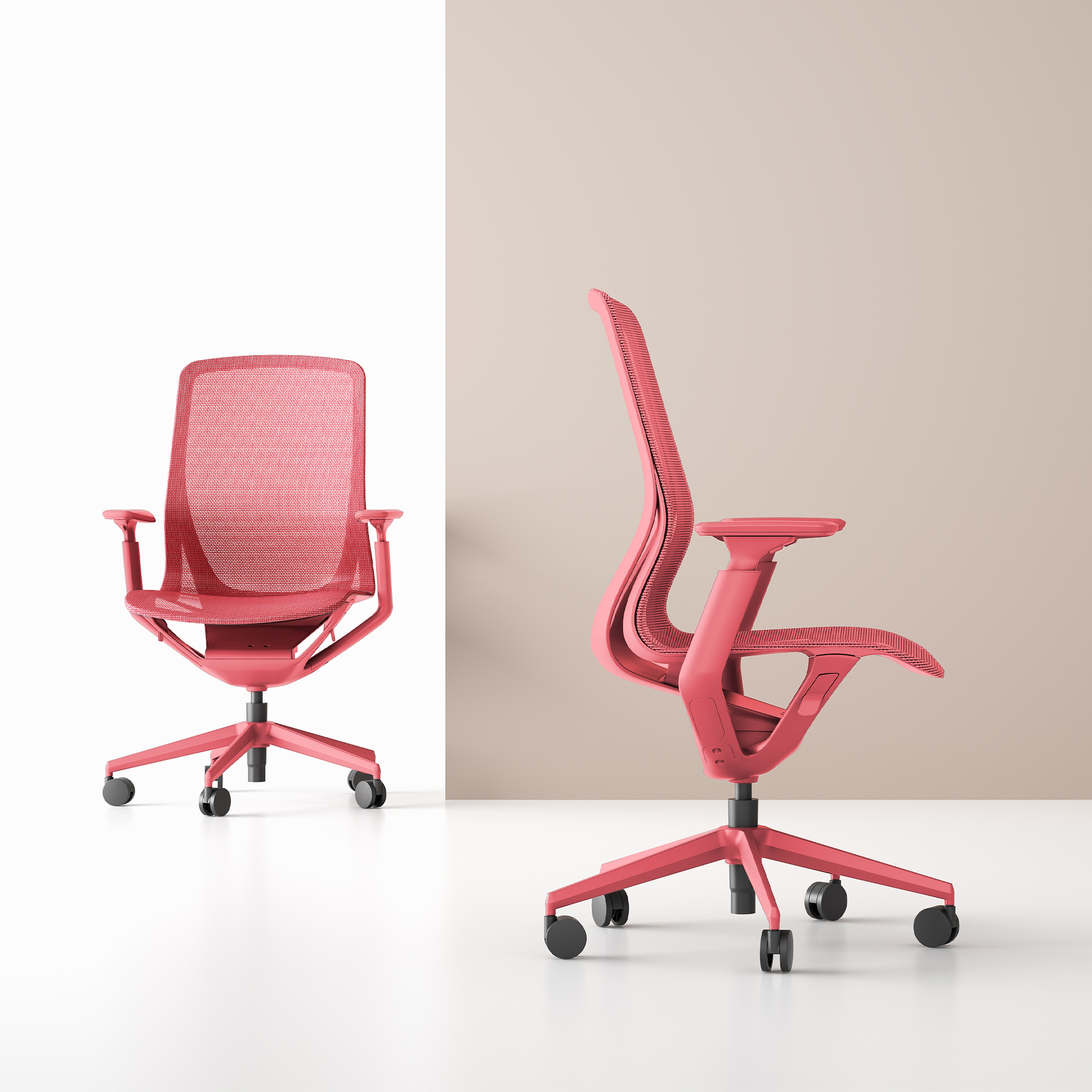 Bloom office swivel chair | 3D armrests, headrest, coral - 2 Main Image