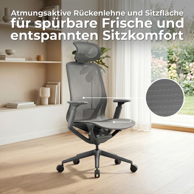 BLOOM Bürodrehstuhl | 3D-Armlehnen, Kopfstütze, Coral