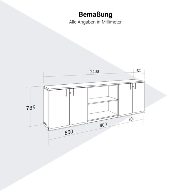 CHOICE Schrankset | 2OH, 2400 x 785 mm, Nordeiche grau