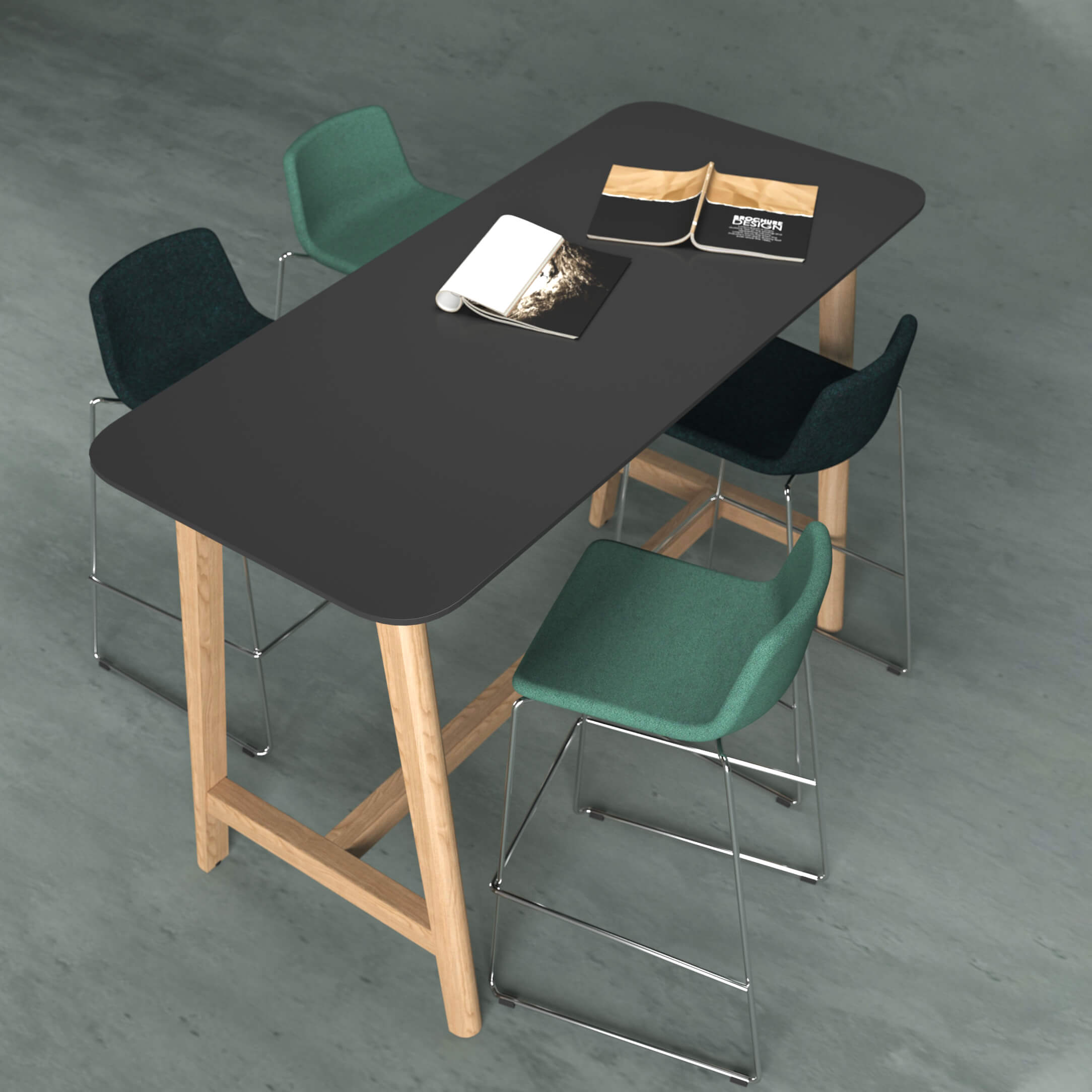 NOVA WOOD Hochtisch | 1200-1800 mm, Massivholz-Gestell, HPL - 6 Main Image