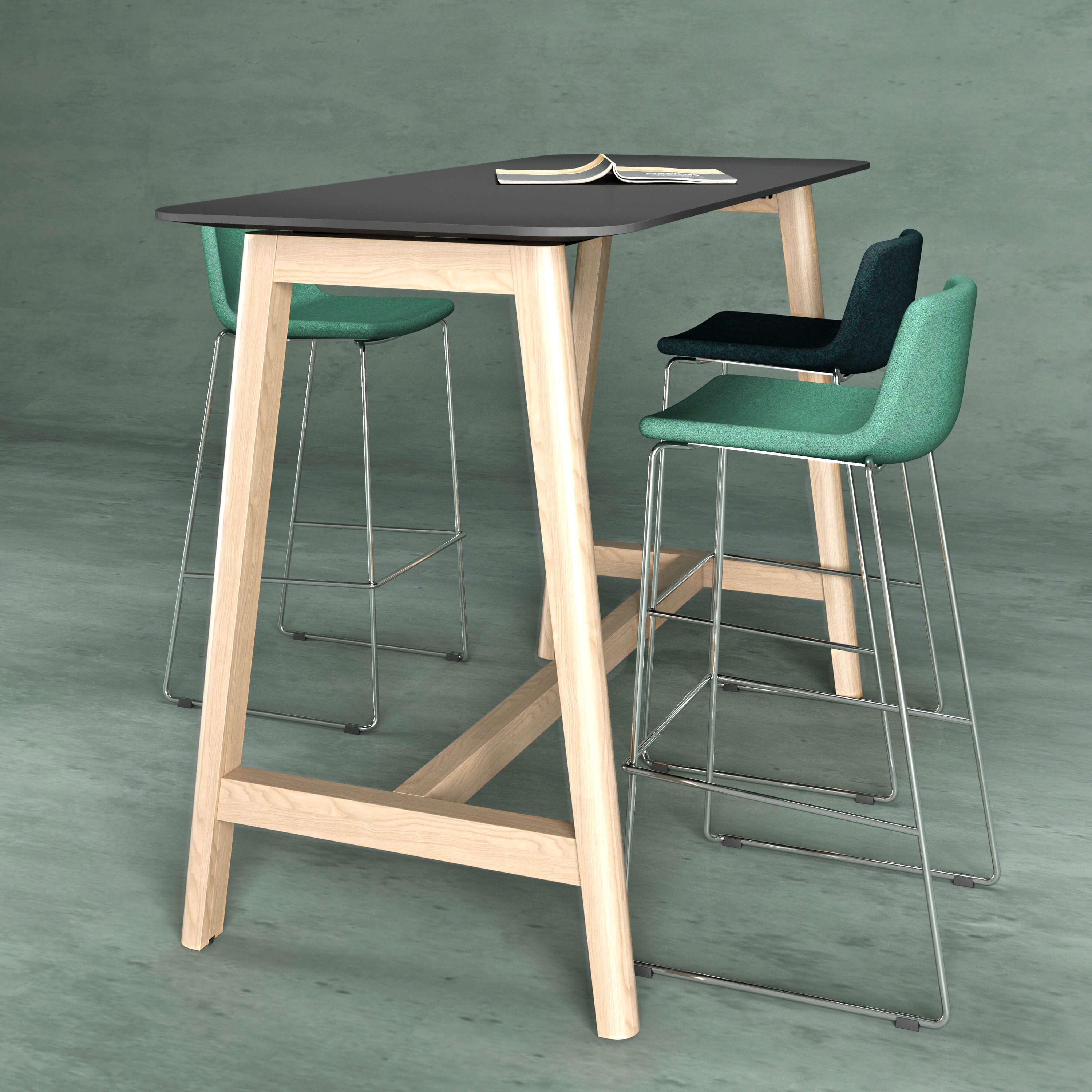 NOVA WOOD Hochtisch | 1200-1800 mm, Massivholz-Gestell, HPL - 7 Main Image