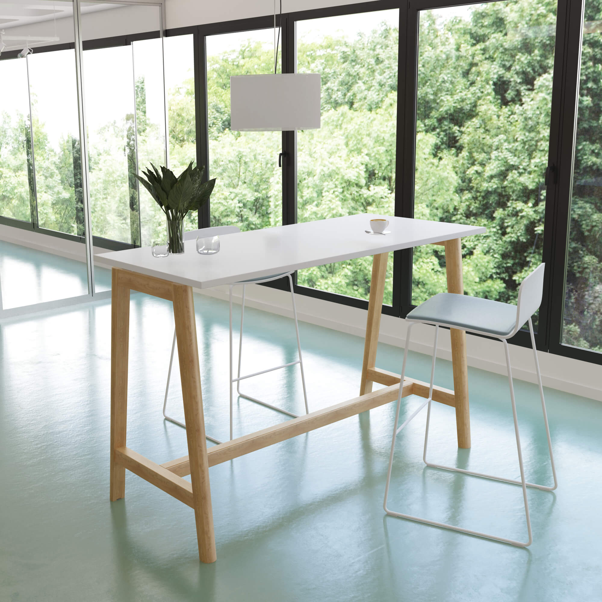 NOVA WOOD Hochtisch | 1200-1800 mm, Massivholz-Gestell, Melamin - 5 Main Image