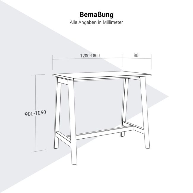 NOVA WOOD Hochtisch | 1200-1800 mm, Massivholz-Gestell, Melamin NOVA WOOD Hochtisch | 1200-1800 mm, Massivholz-Gestell, Melamin