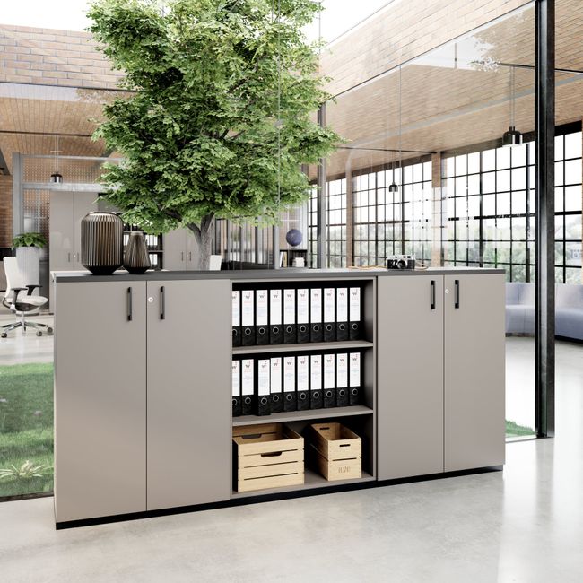 CHOICE Schrankset | 3OH, 2400 x 1140 mm, Cubanitgrau