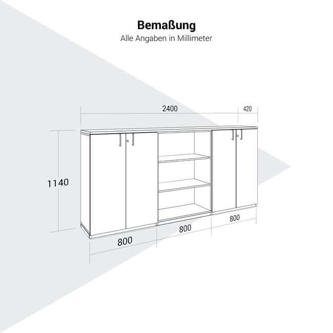 CHOICE Schrankset | 3OH, 2400 x 1140 mm, Sandesche