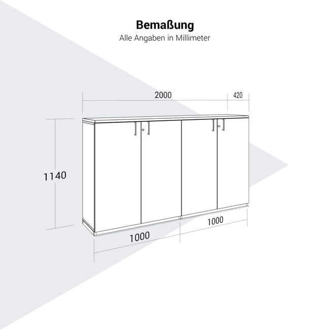 CHOICE Schrankset | 3OH, 2000 x 1140 mm, Nordeiche grau