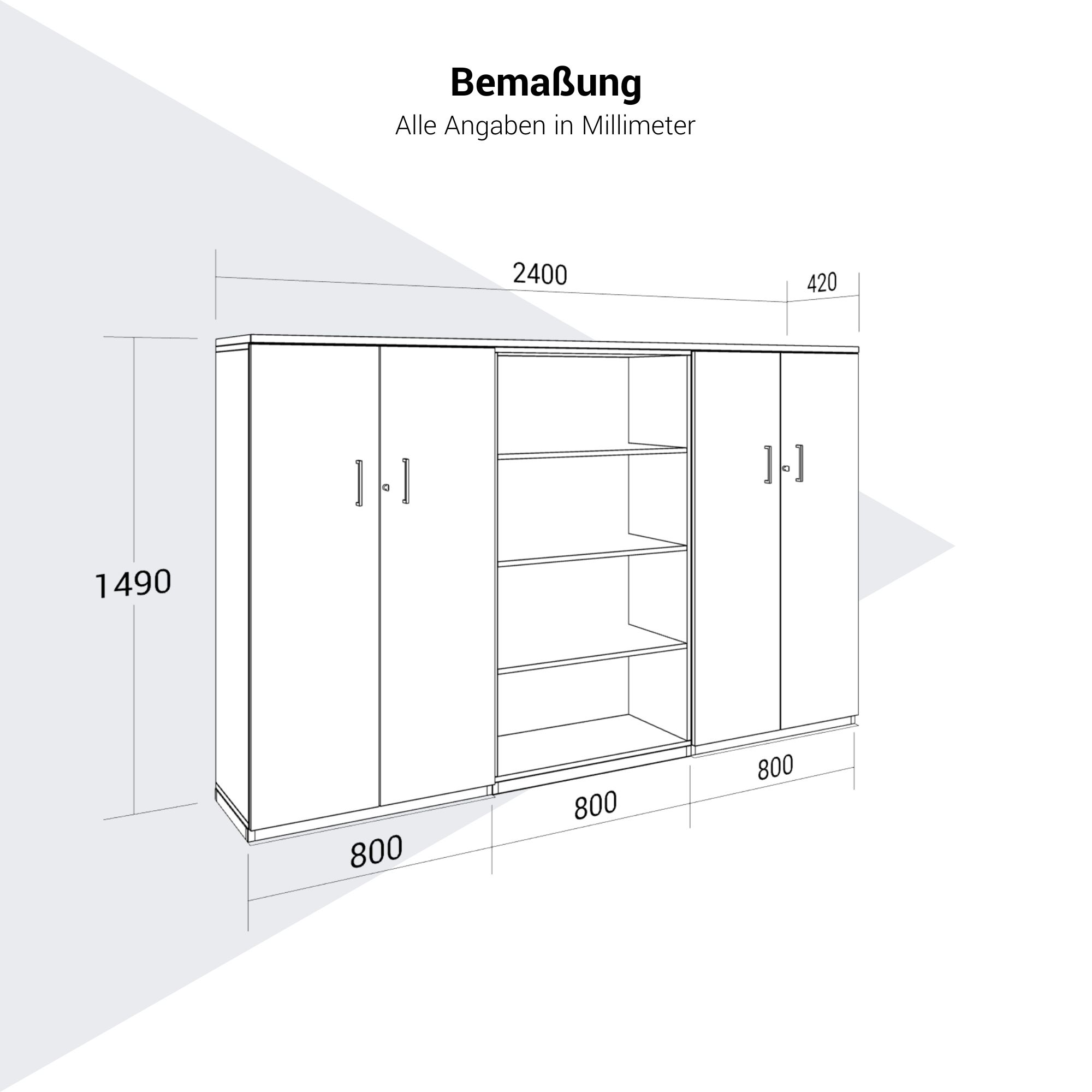 CHOICE Schrankwand | 4OH, 2400 x 1490 mm, Weiss - 10 Main Image