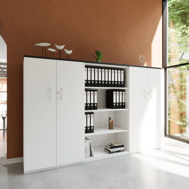 CHOICE Schrankwand | 4OH, 2400 x 1490 mm, Weiß