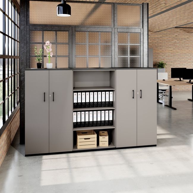 CHOICE Schrankwand | 4OH, 2400 x 1490 mm, Cubanitgrau