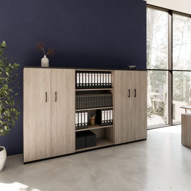 CHOICE Schrankwand | 4OH, 2400 x 1490 mm, Nordeiche grau