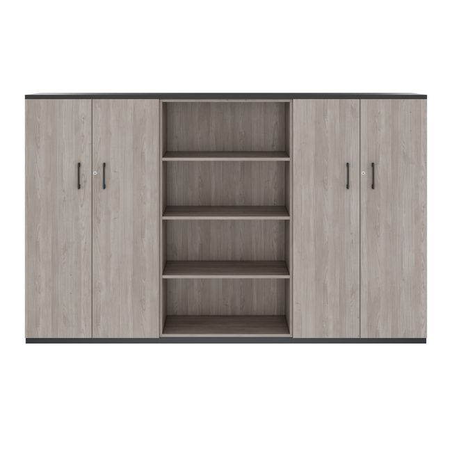 CHOICE Schrankwand | 4OH, 2400 x 1490 mm, Nordeiche grau