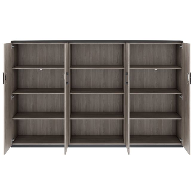 CHOICE Schrankwand | 4OH, 2400 x 1490 mm, Nordeiche grau