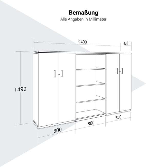 CHOICE Schrankwand | 4OH, 2400 x 1490 mm, Sandesche