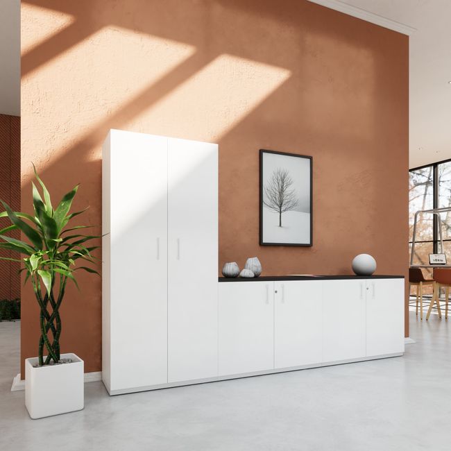 CHOICE Schrankwand | 5OH, 2800 x 1780 mm, Weiß