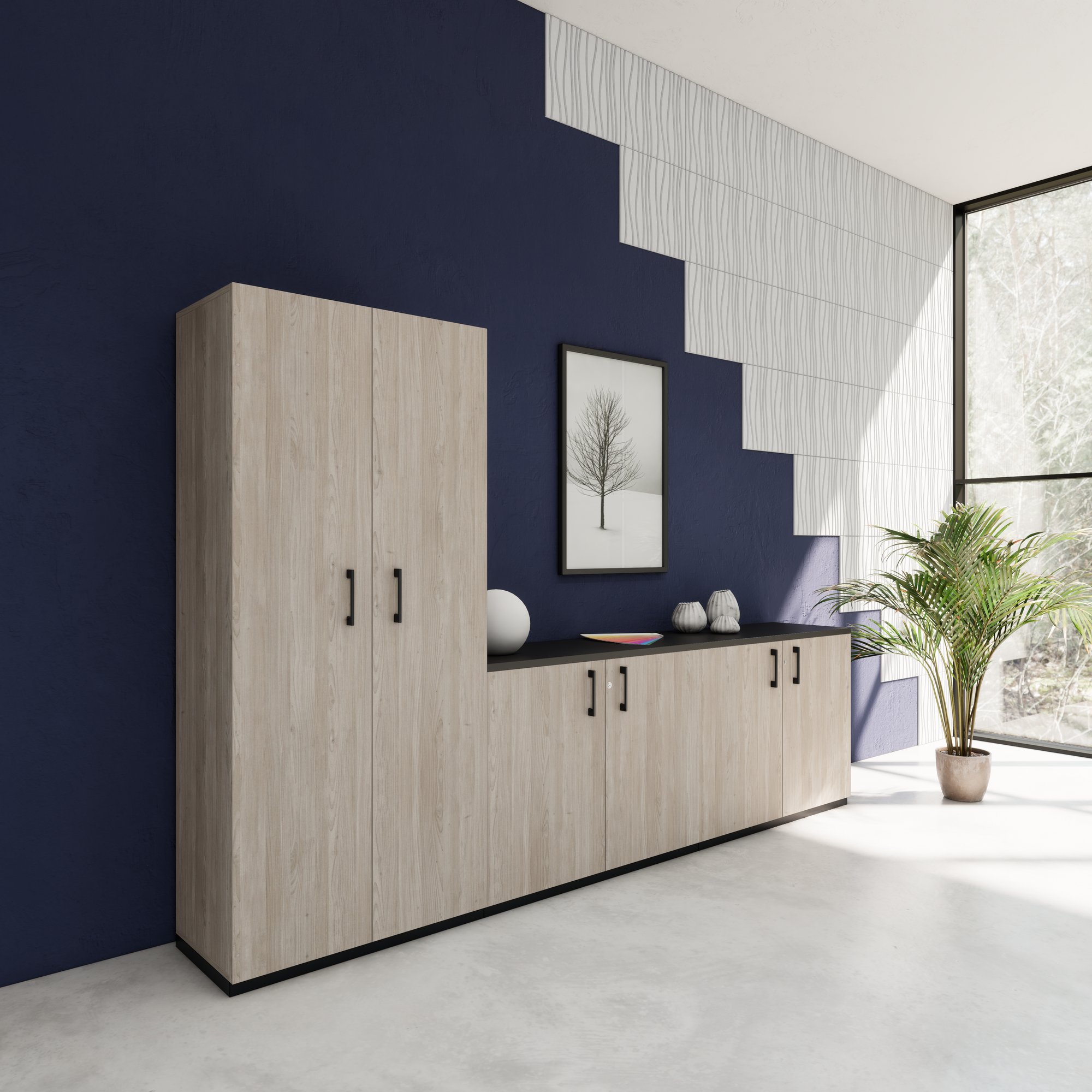 CHOICE Schrankwand | 5OH, 2800 x 1780 mm, Nordeiche grau - 2 Main Image